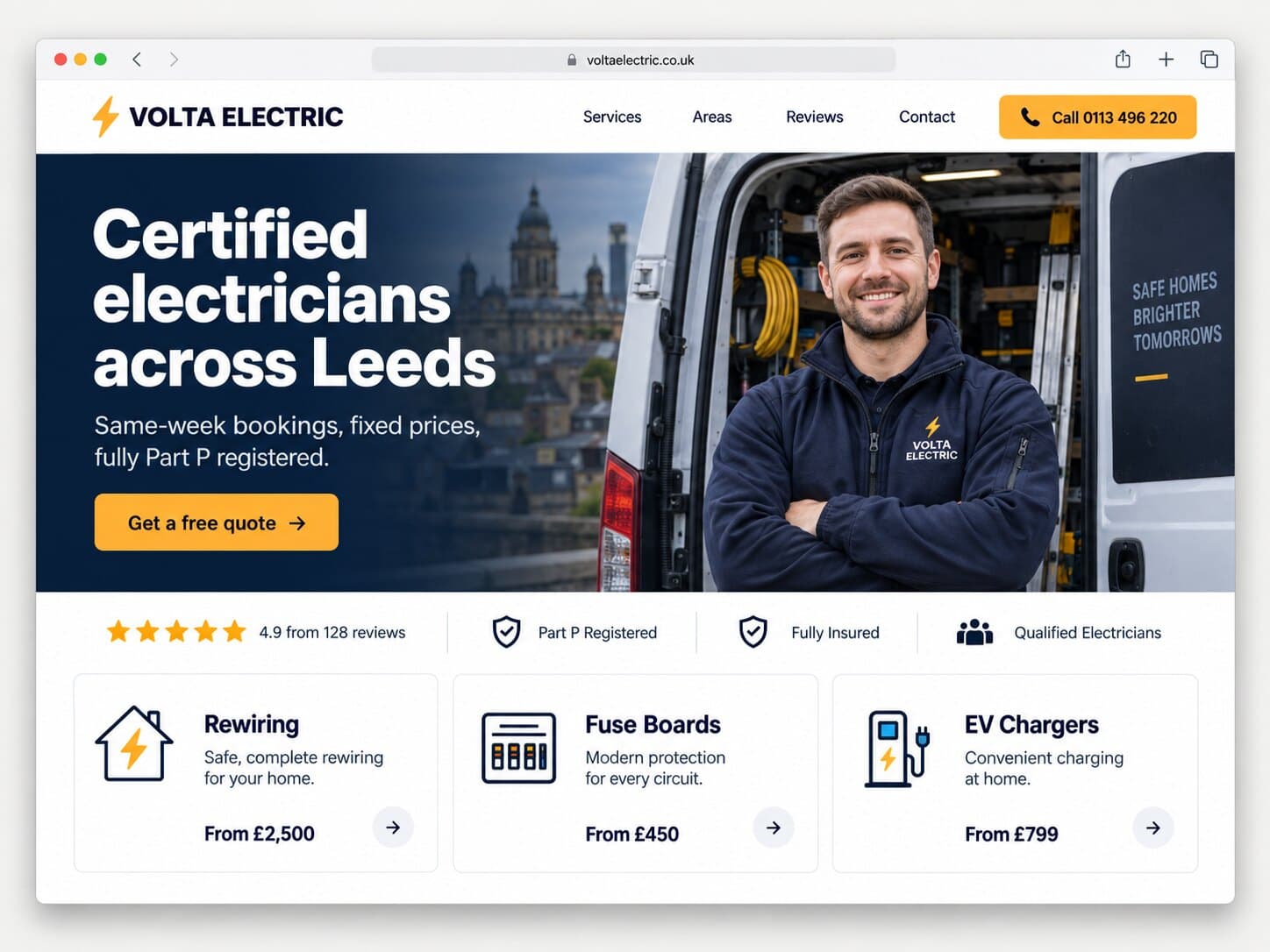 Electrician website example